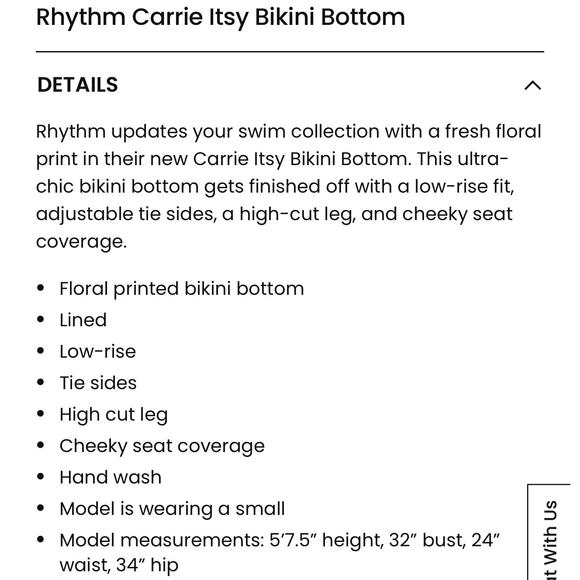 Free People x Rhythm. Carrie Itsy Bikini Bottom M NWT - Picture 4 of 4